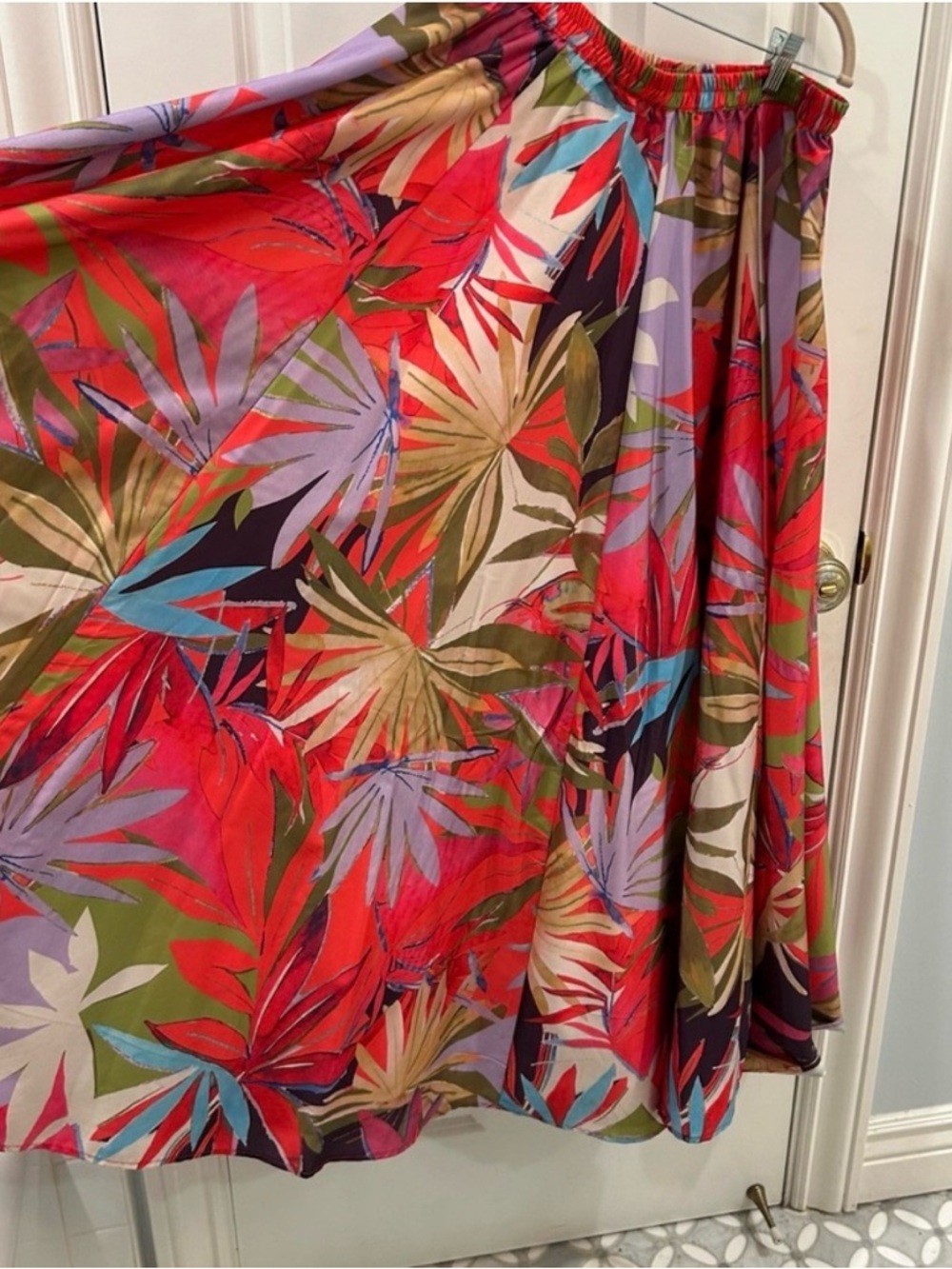 Rachel Zoe Tropical Palm Print Maxi Skirt Boho Pink & Purple Floral Size Medium - Picture 2 of 9